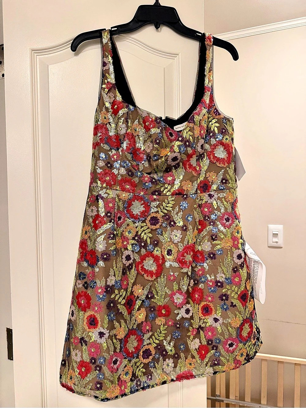 Dress the Population Floral Sequin Mini Dress NWT